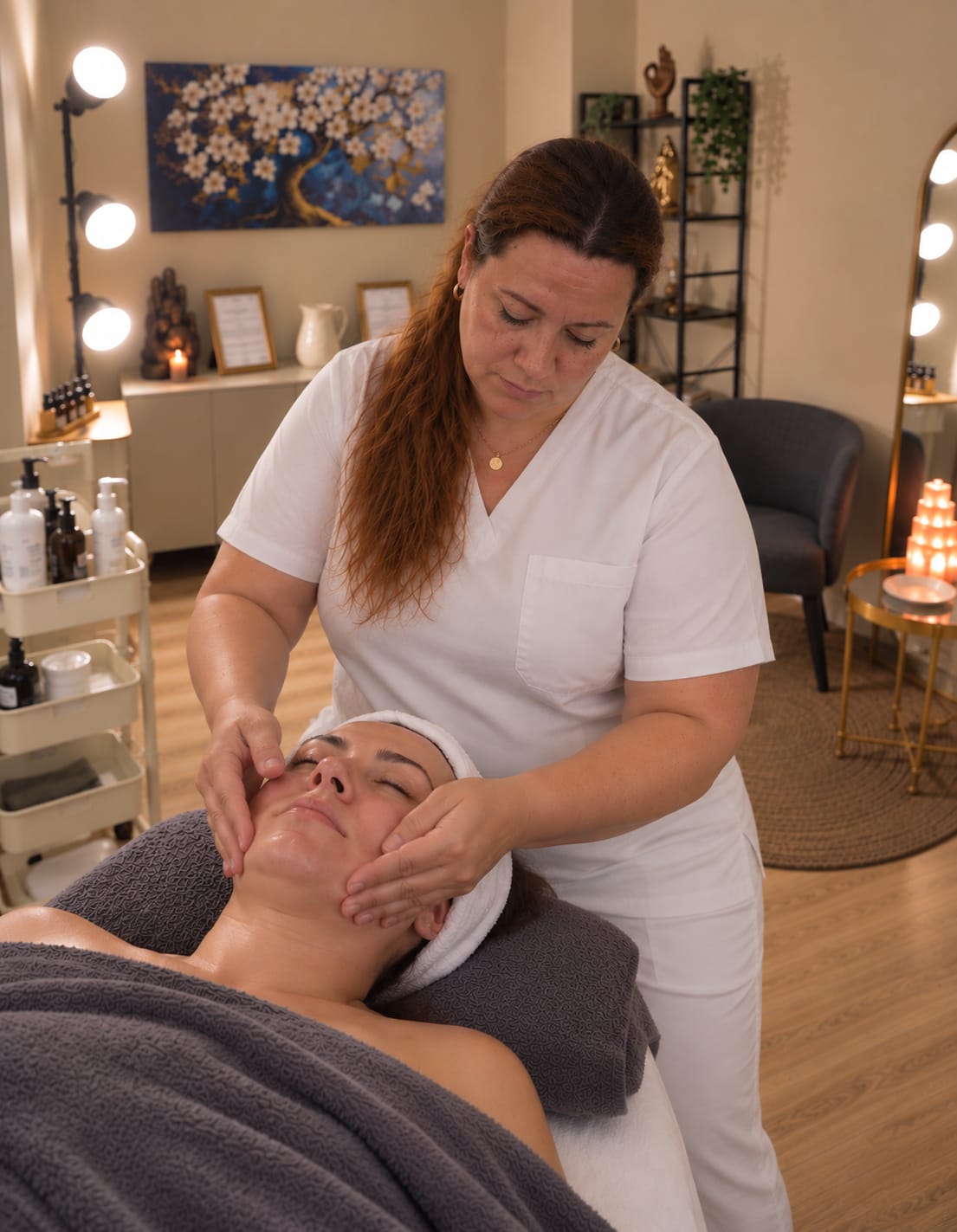 Sessão de drenagem linfática facial